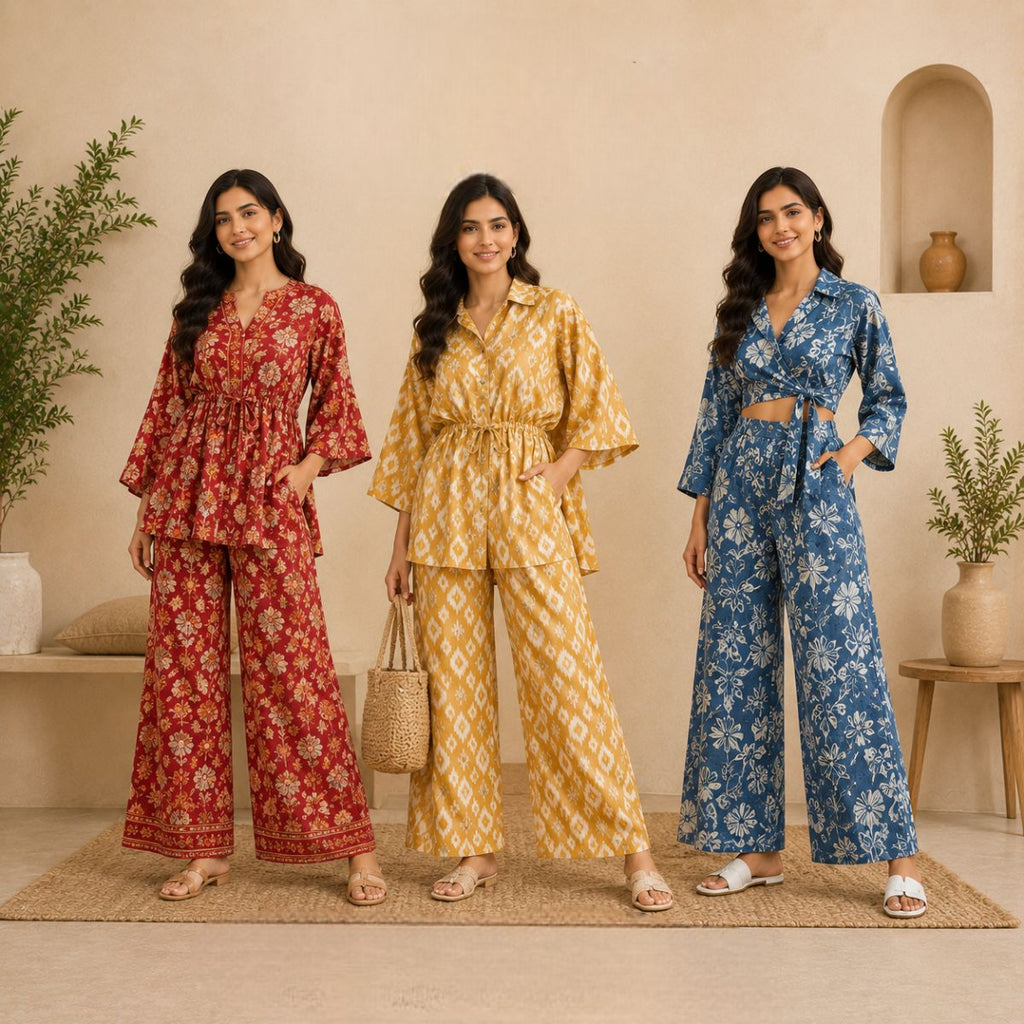Printed Co-Ord | Pack of 3 | Casual Ethnic Fusion Wear | CC-017