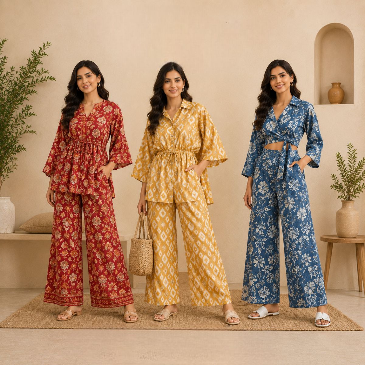 Printed Co-Ord | Pack of 3 | Casual Ethnic Fusion Wear | CC-017