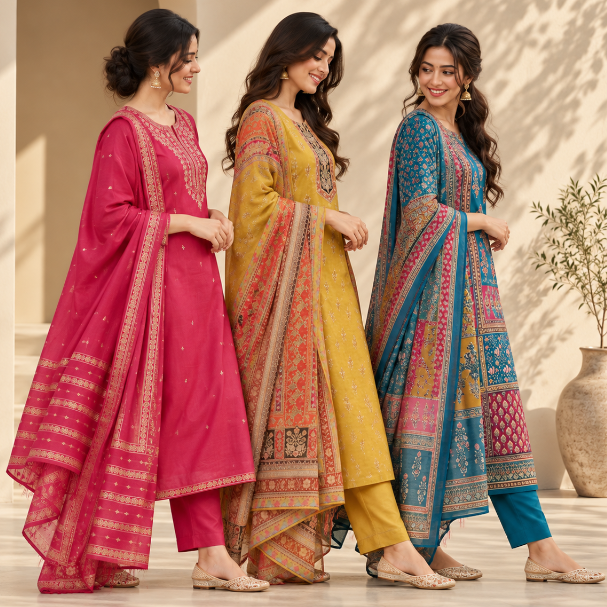 3 Women’s Stylish Kurta Set With Dupatta | KS-3