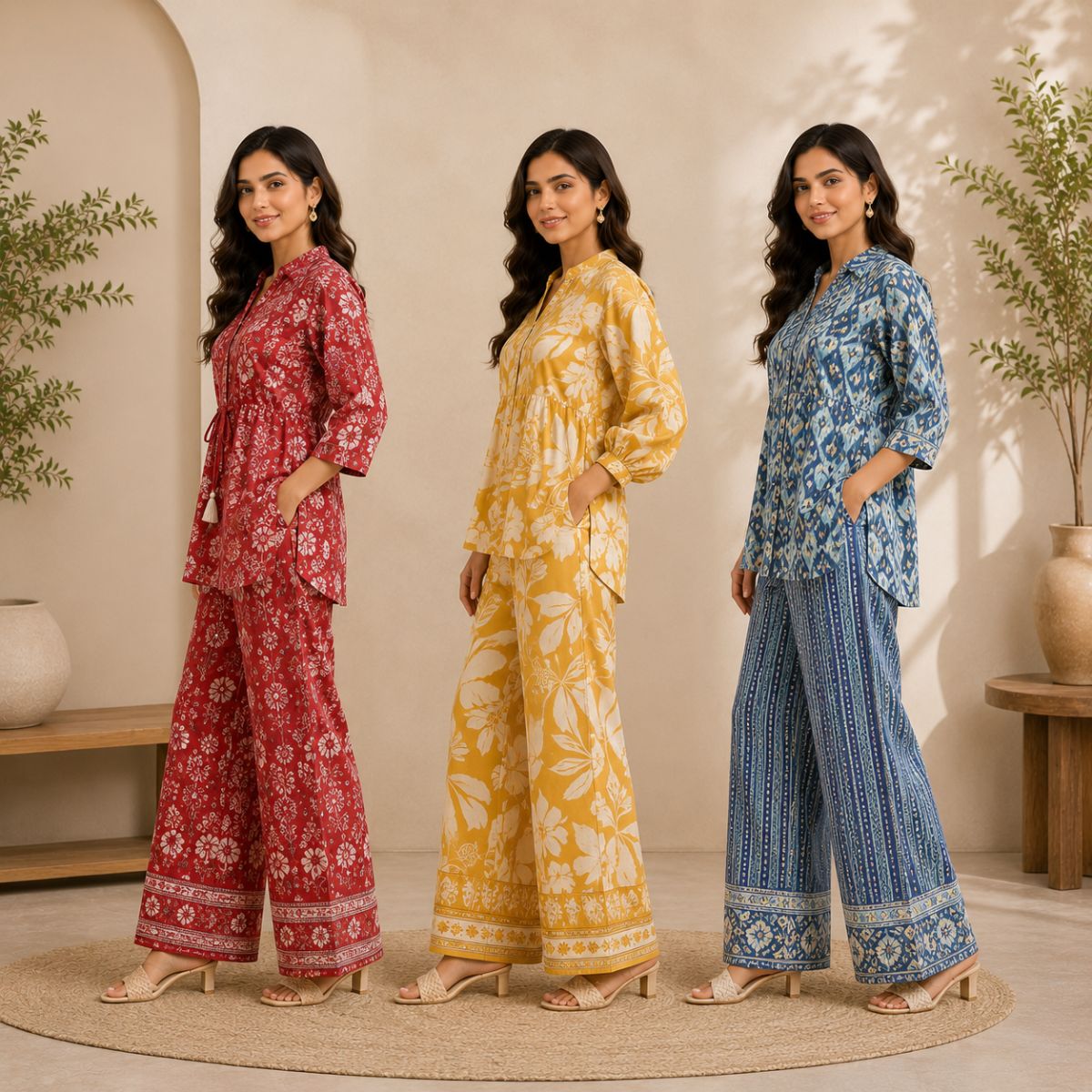 Printed Co-Ord | Pack of 3 | Casual Ethnic Fusion Wear | CC-017