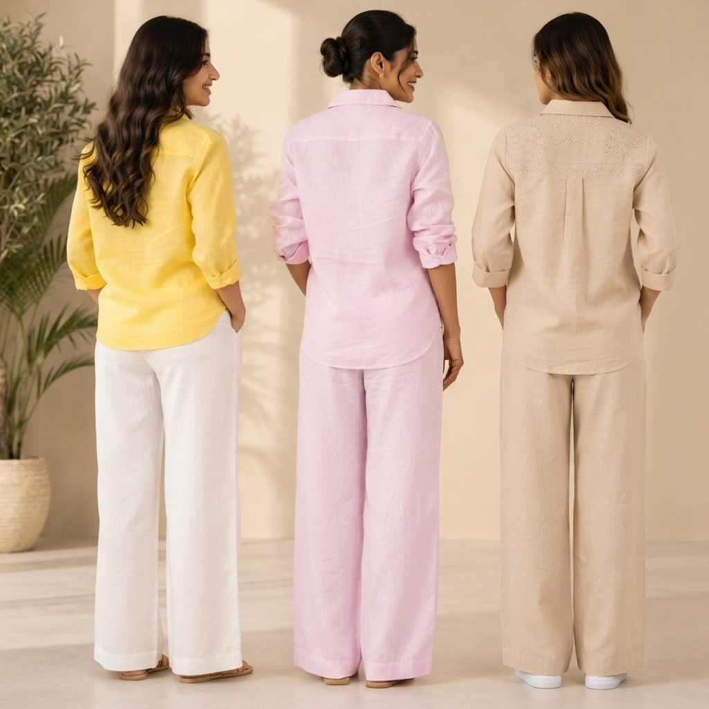 3 Linen Outfit Sets for Women ( L-4 )
