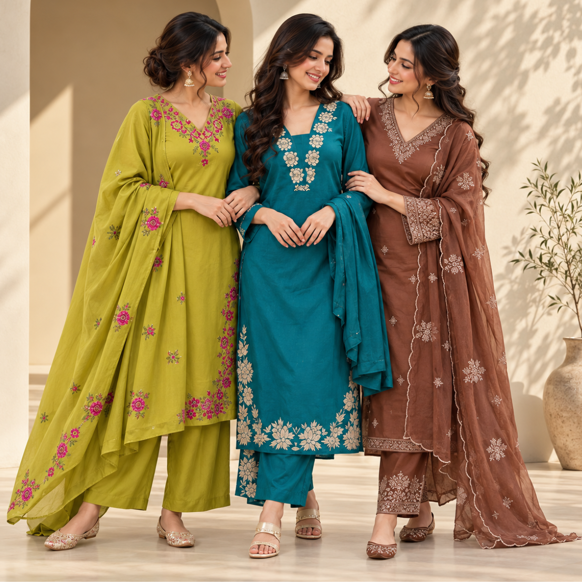 3 Women’s Stylish Kurta Set With Dupatta | KS-4