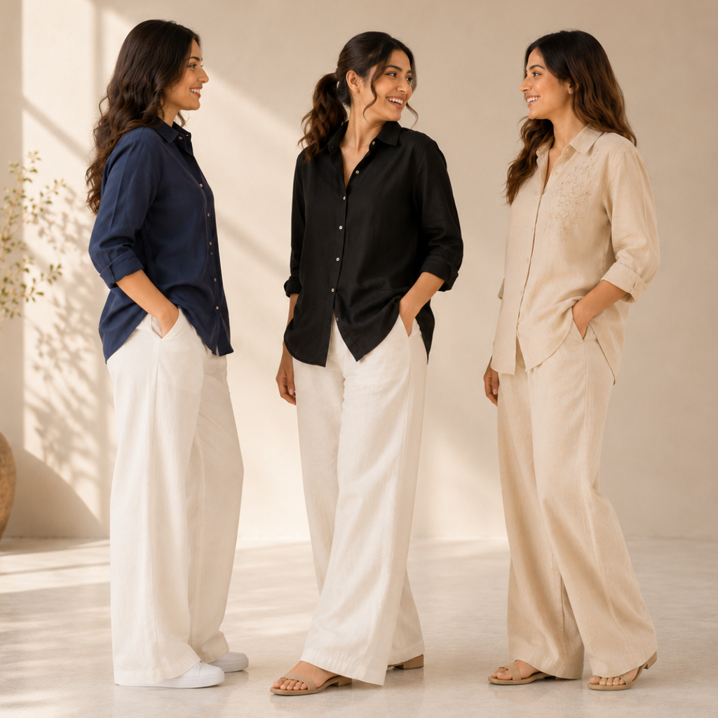 3 Linen Outfit Sets for Women ( L-5 )