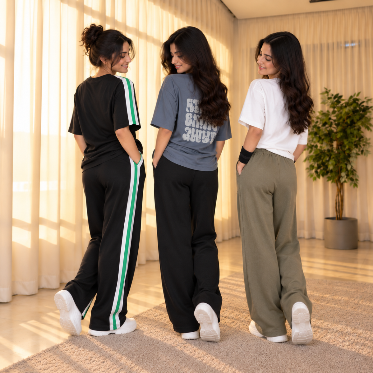3 Women's Casual T-Shirt with Trouser Set | T-5