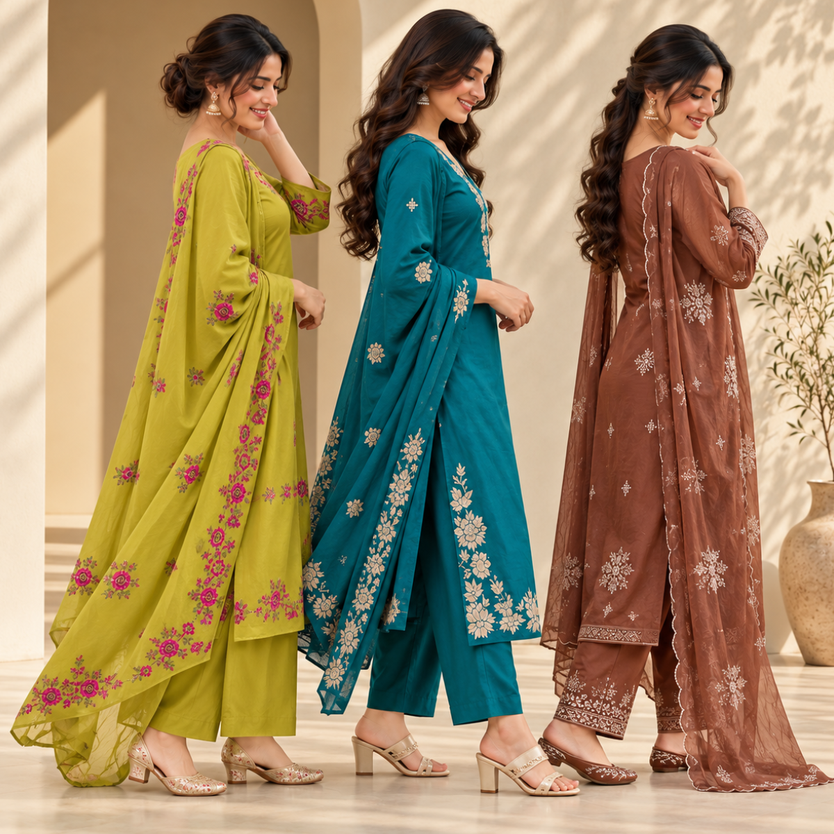 3 Women’s Stylish Kurta Set With Dupatta | KS-4