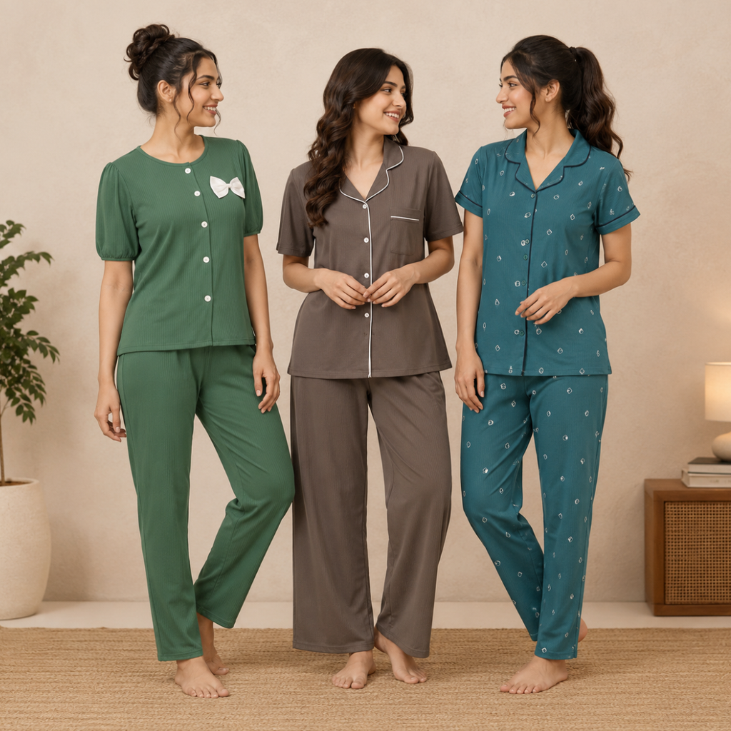3 Combo Cotton Night Suits (C-6)