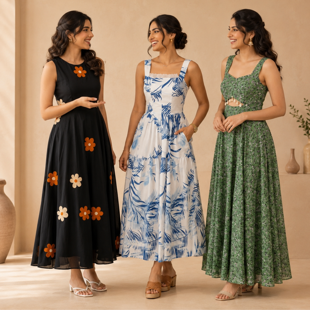 3 Printed Maxi Dress – Style Meets Comfort | MD-06