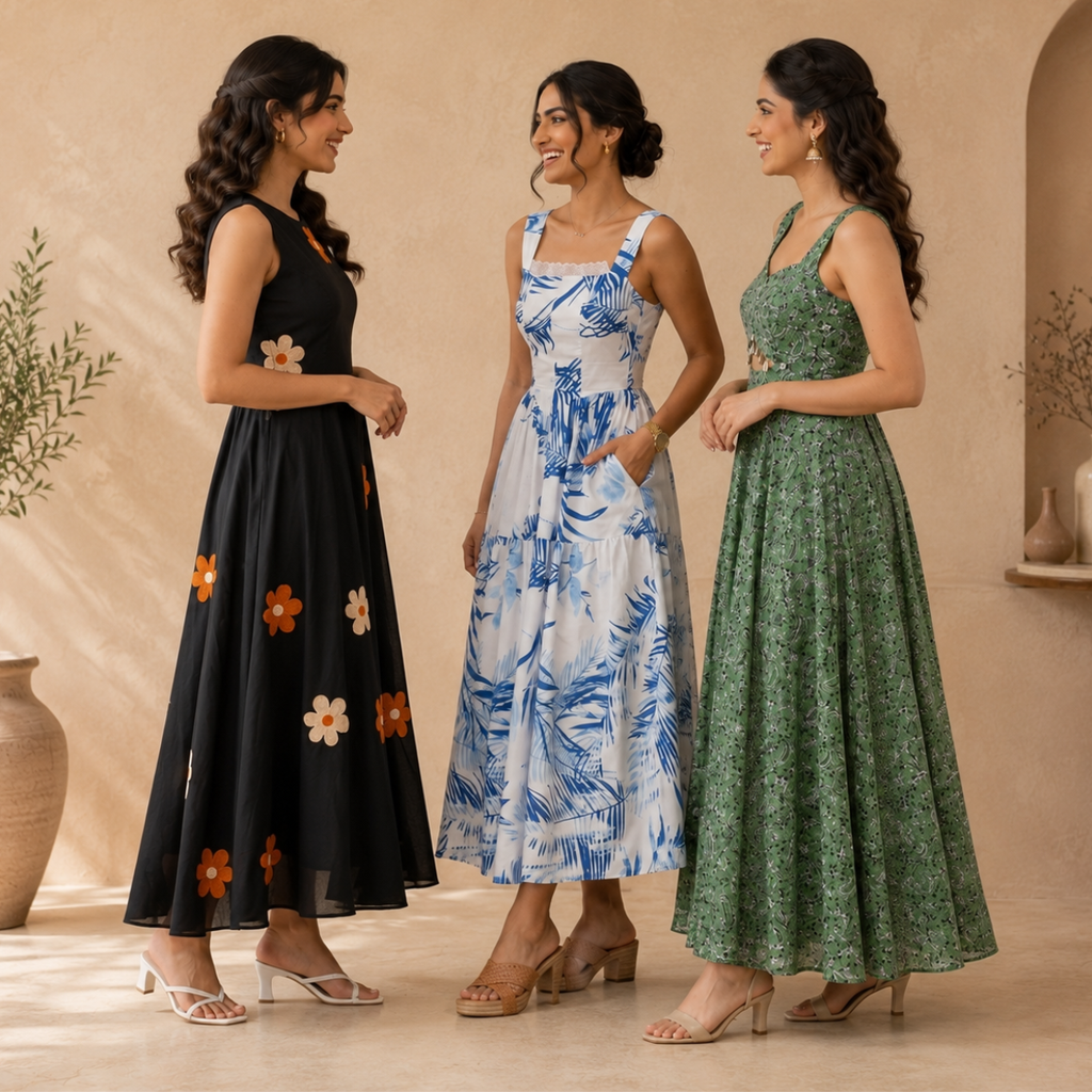 3 Printed Maxi Dress – Style Meets Comfort | MD-06