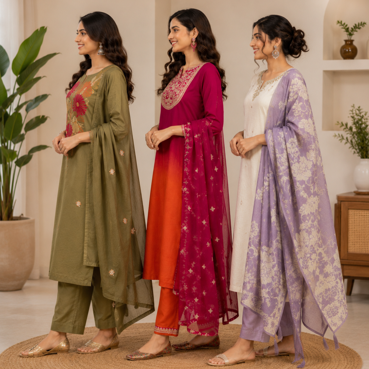 Women's 3 Kurti With Dupatta | Ethnic Wear (K-6)