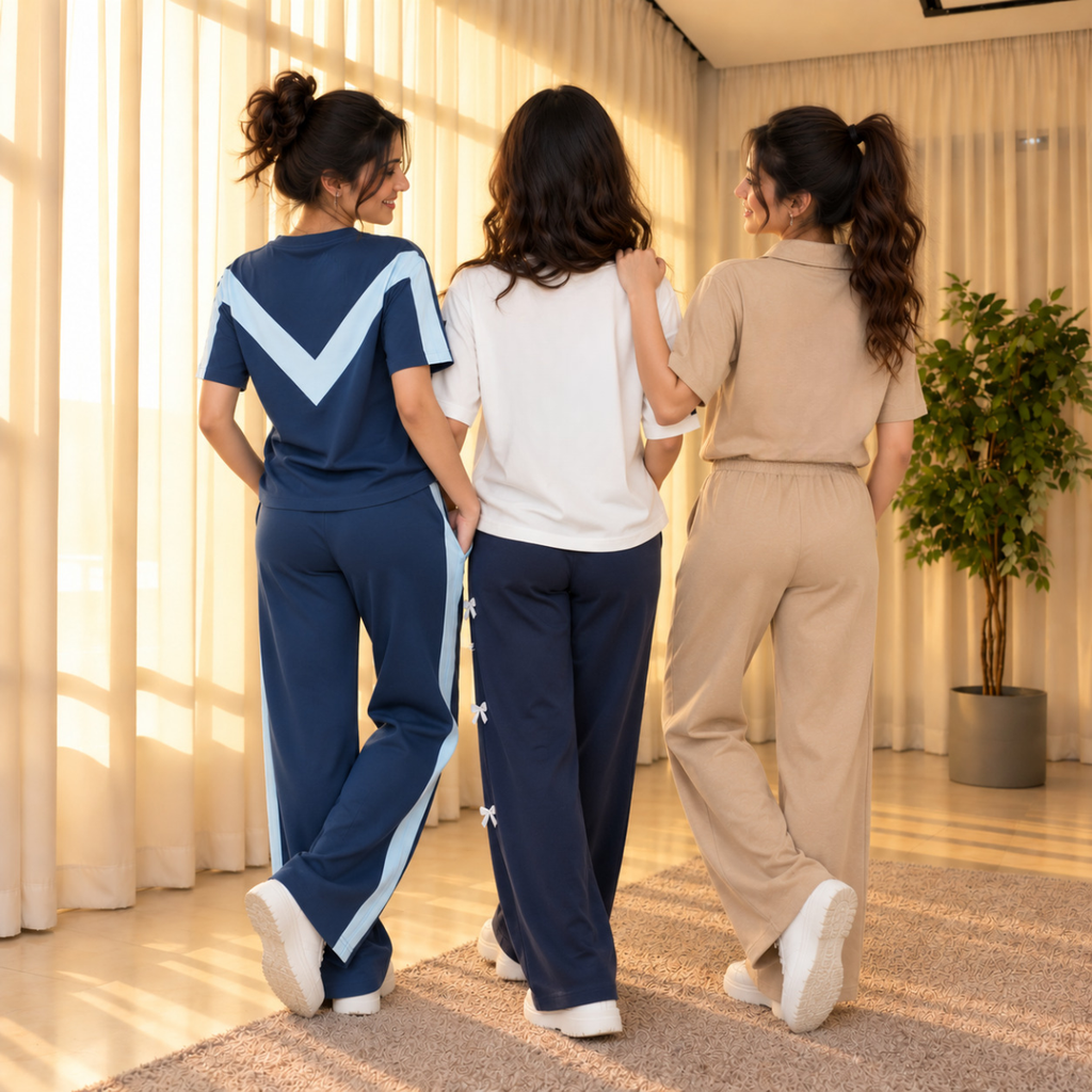 3 Women's Casual T-Shirt with Trouser Set | T-6