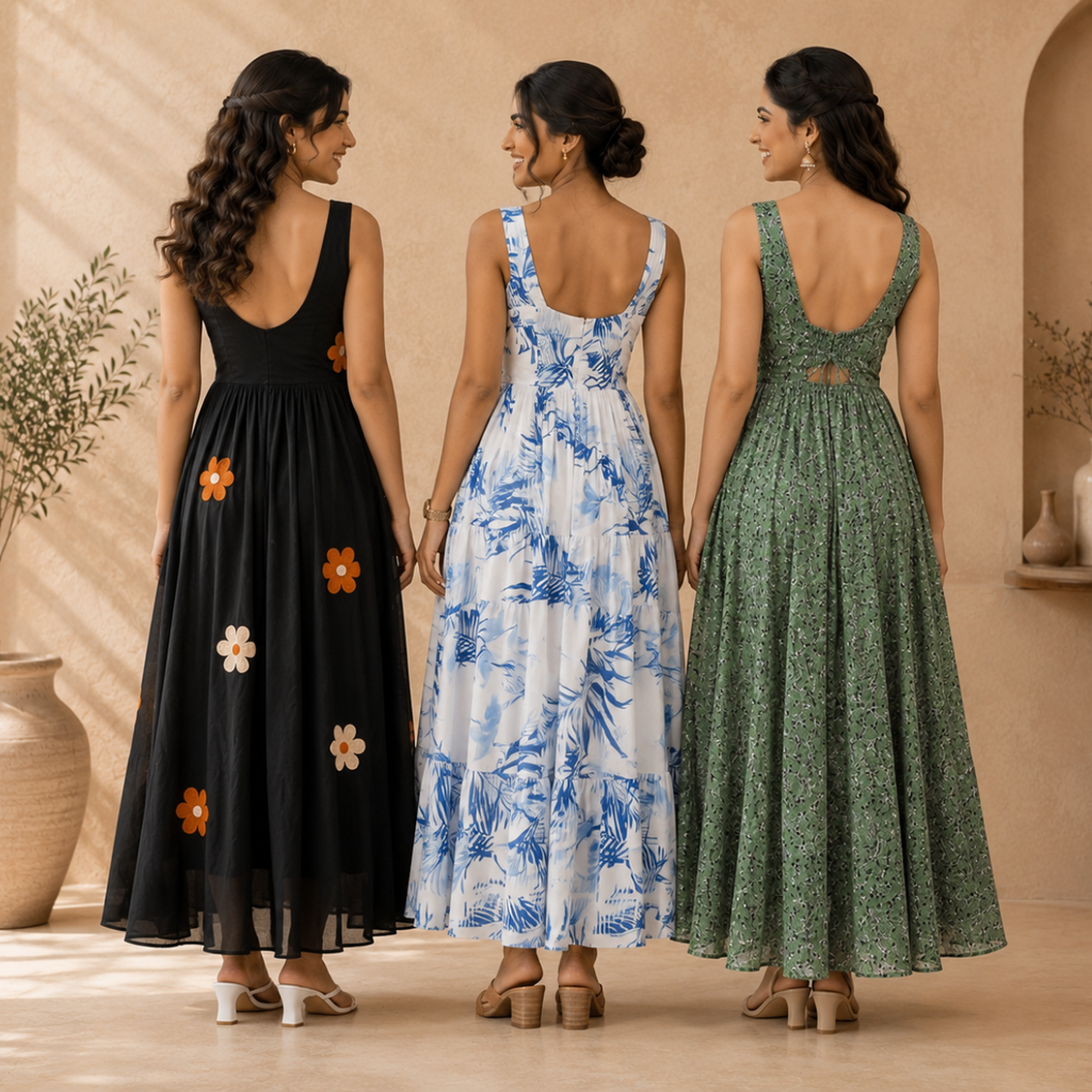 3 Printed Maxi Dress – Style Meets Comfort | MD-06