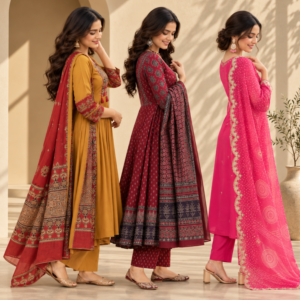 3 Women’s Stylish Kurta Set With Dupatta | KS-5