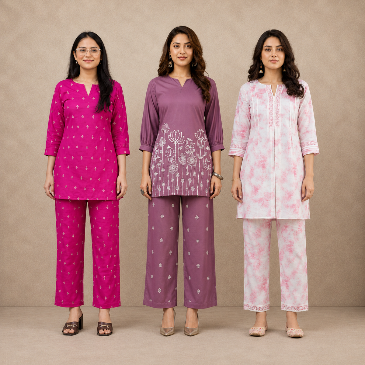 Printed Co-Ord | Pack of 3 | Casual Ethnic Fusion Wear | CC-013