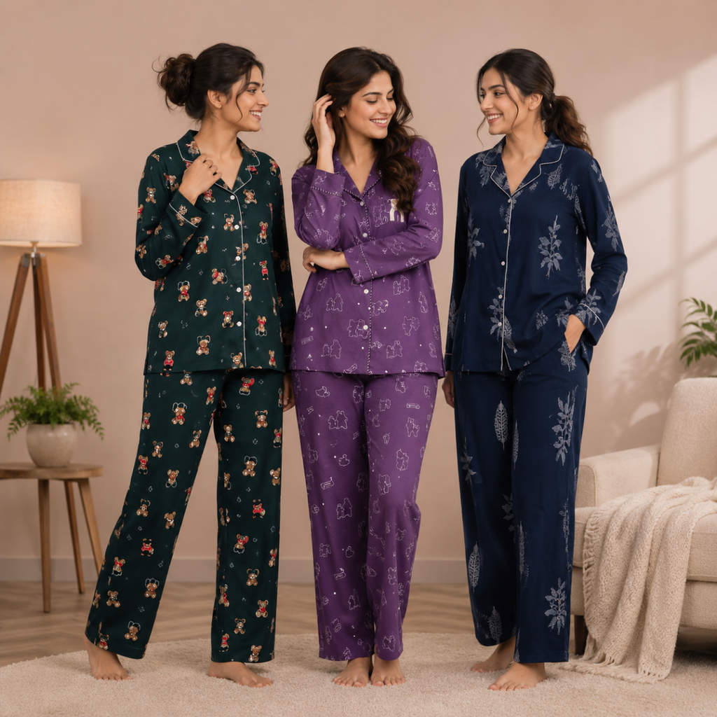 3 Cotton Night Suit For Women (N-10)