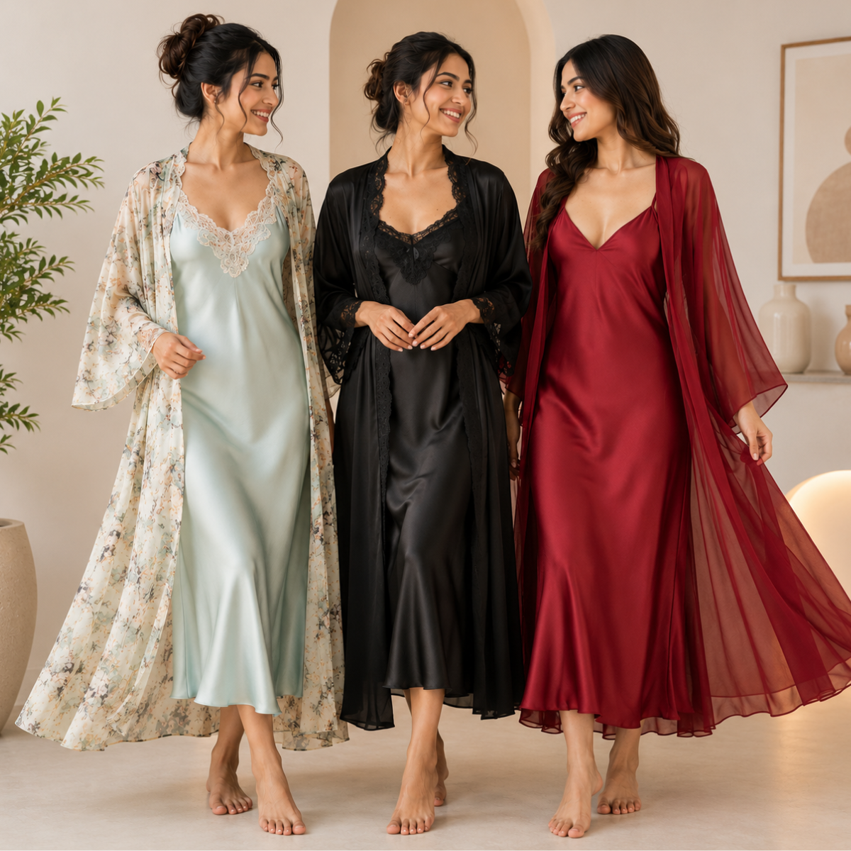 3 Soft Satin Nightwear ( N-1 )