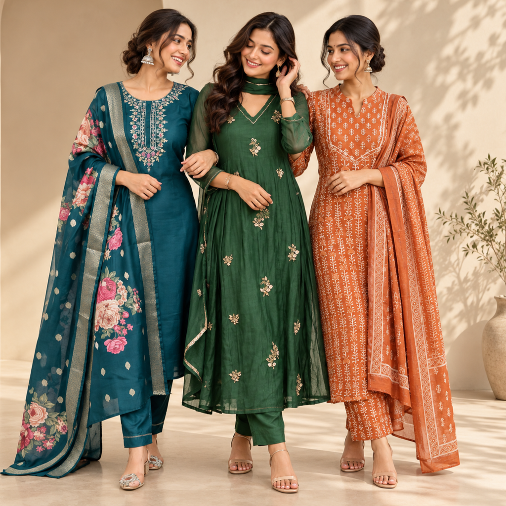 3 Women’s Stylish Kurta Set With Dupatta | KS-1