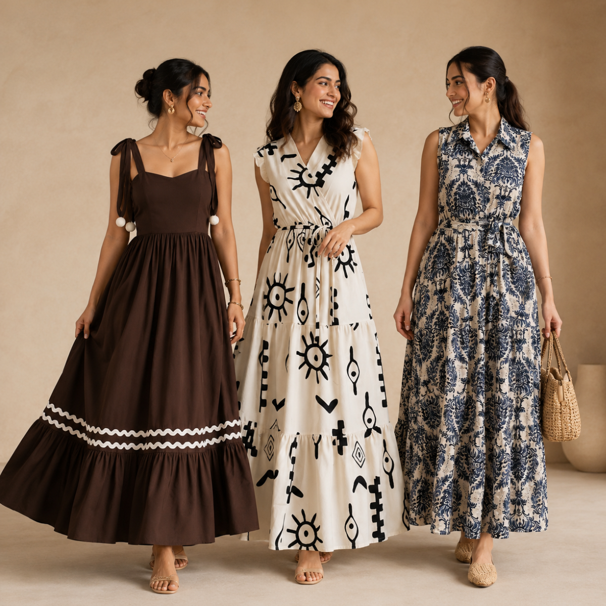 3 Printed Maxi Dress – Style Meets Comfort | MD-01