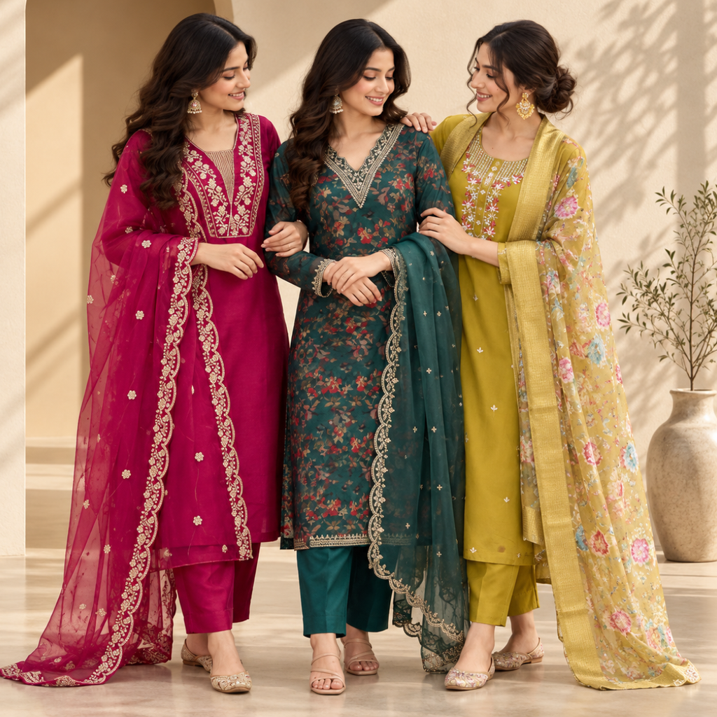 3 Women’s Stylish Kurta Set With Dupatta | KS-6