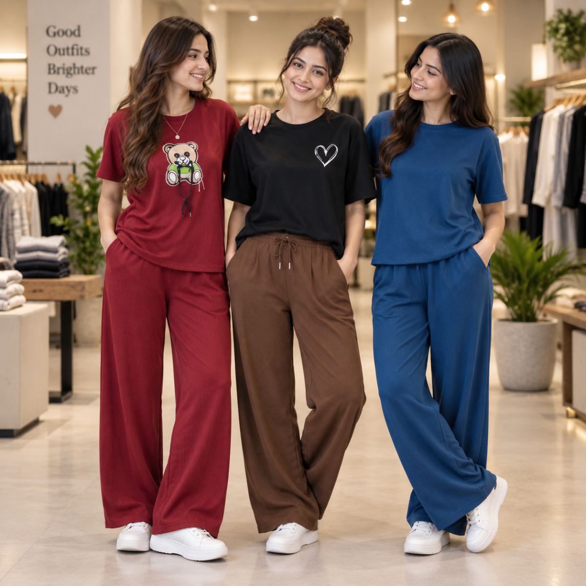 3 Women’s Casual T-Shirt With Trouser  ( T6 )