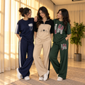 3 Women's Casual T-Shirt with Trouser Set | T-8