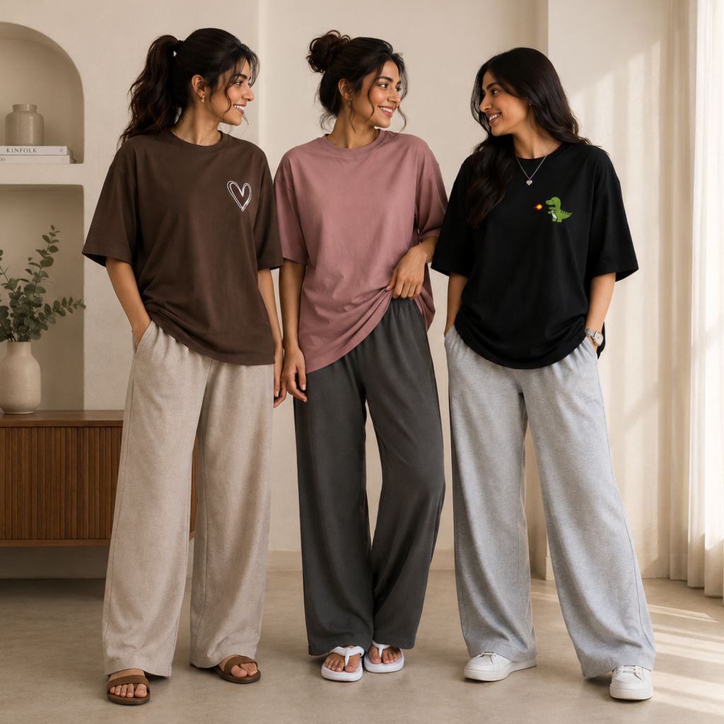 3 Sets Women's T-Shirts With Trousers (K-8)