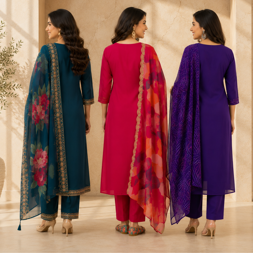 3 Women's Kurta Set with Dupatta | Comfortable Fit ( KS6 )