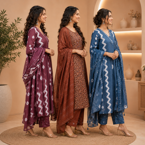 3 Combo Kurta Sets With Dupatta + Bottom (A8)