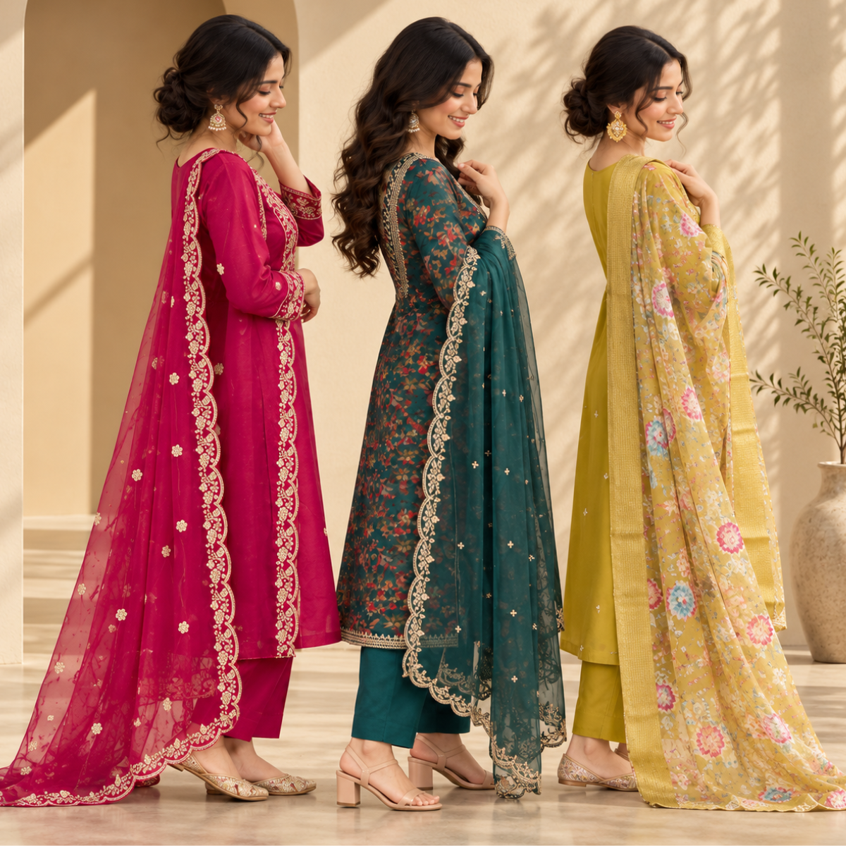 3 Women’s Stylish Kurta Set With Dupatta | KS-6
