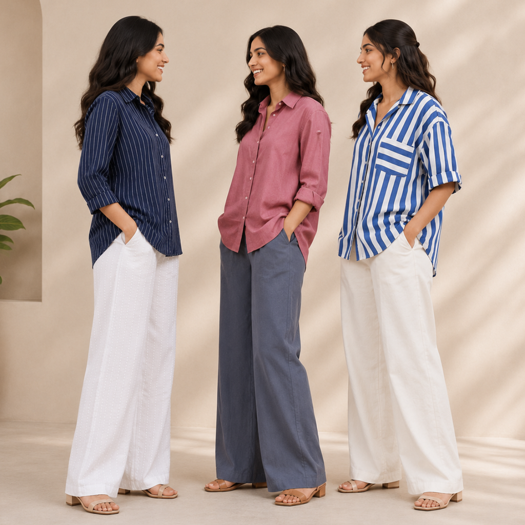 3 Linen Outfit Sets for Women ( L-8 )