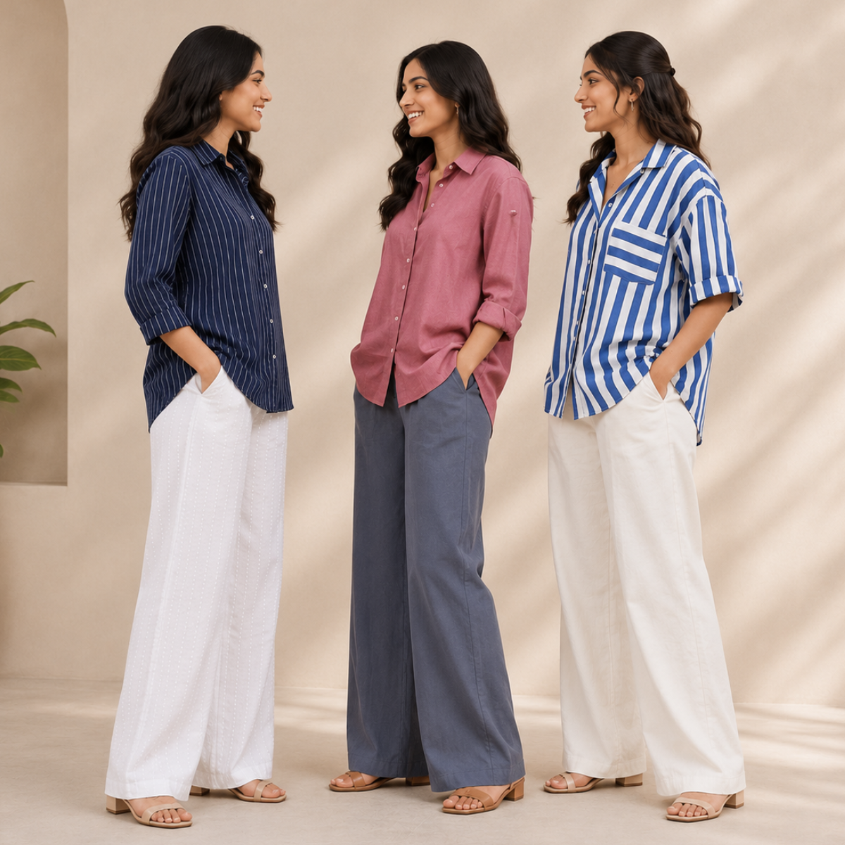 3 Linen Outfit Sets for Women ( L-8 )