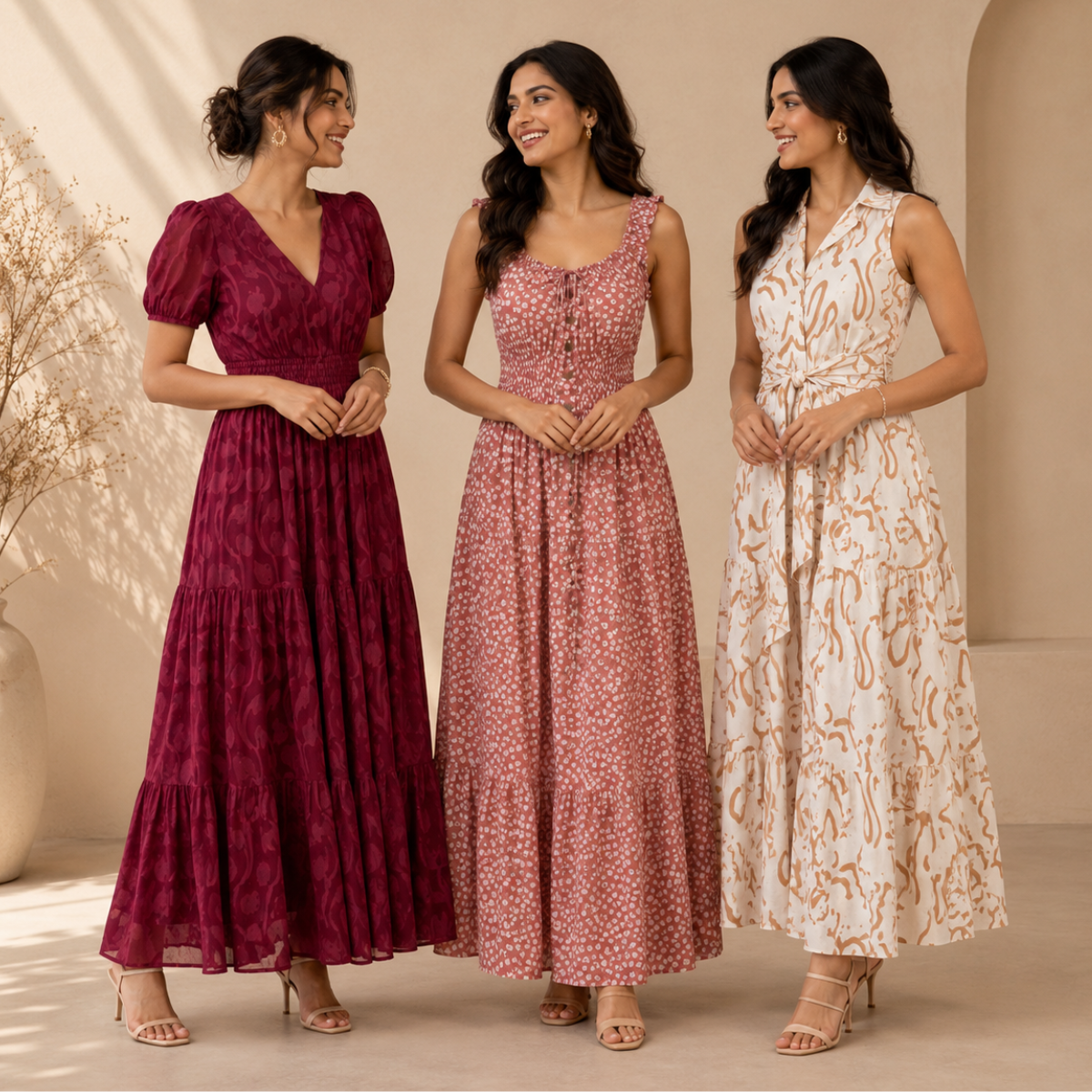 3 Printed Maxi Dress – Style Meets Comfort | MD-09