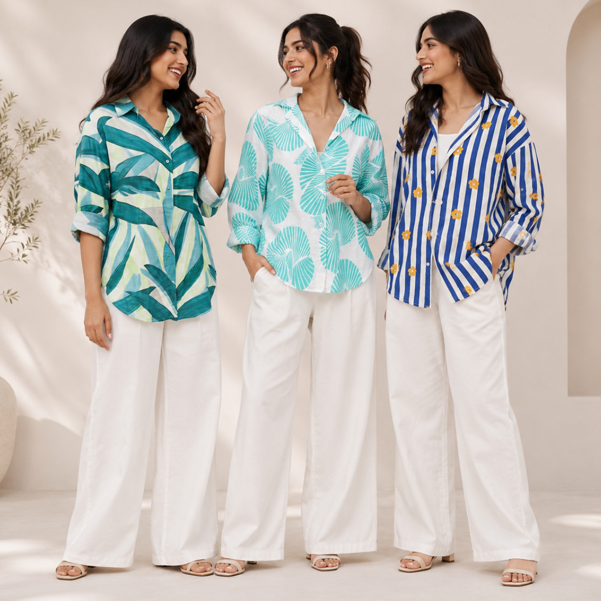 3 Linen Outfit Sets for Women ( L-9 )