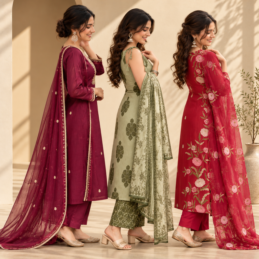 3 Women’s Stylish Kurta Set With Dupatta | KS-7