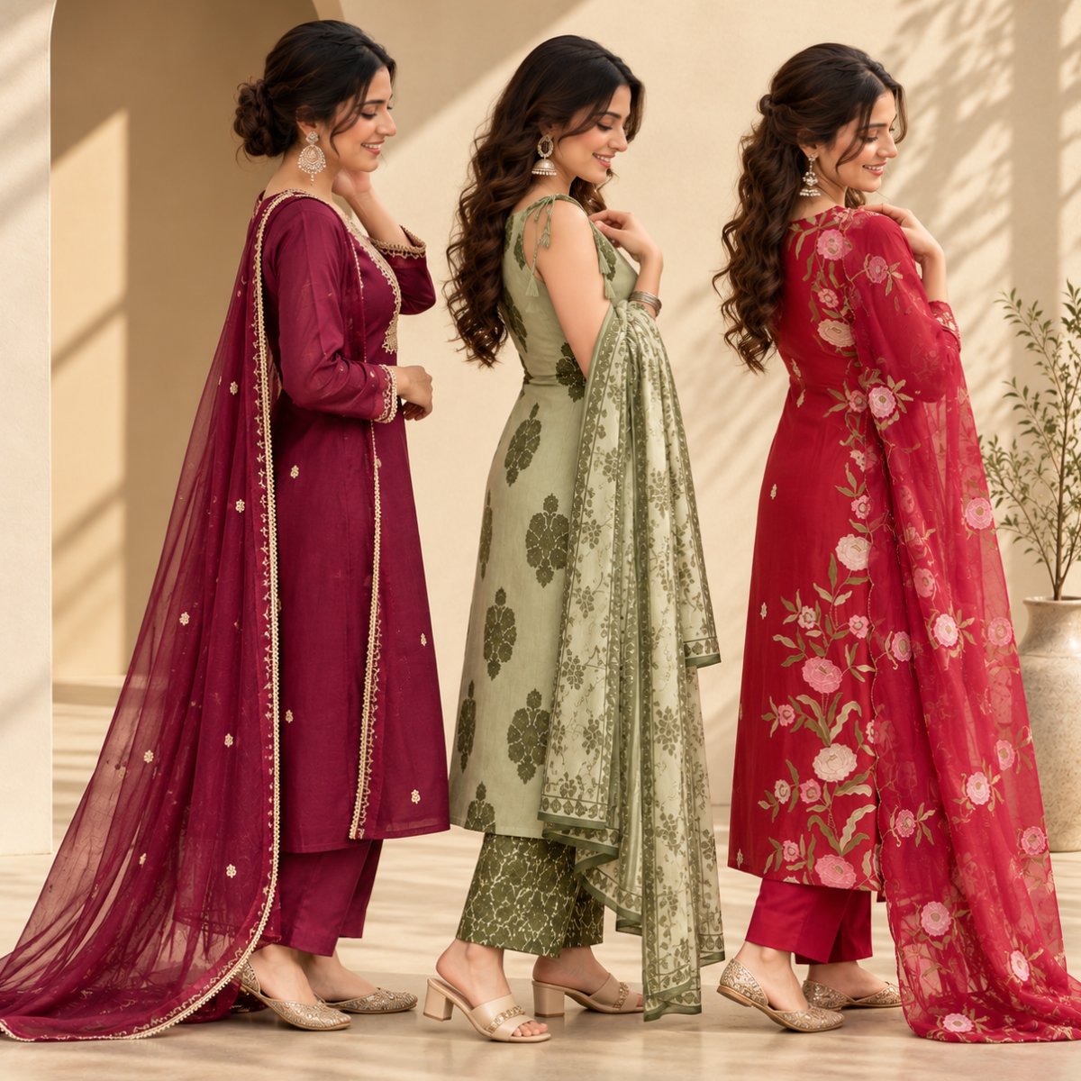 3 Women’s Stylish Kurta Set With Dupatta | KS-7