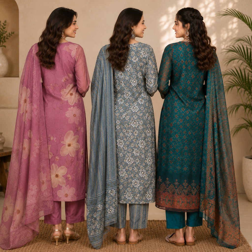 Women's 3 Kurti With Dupatta | Ethnic Wear (K-9)