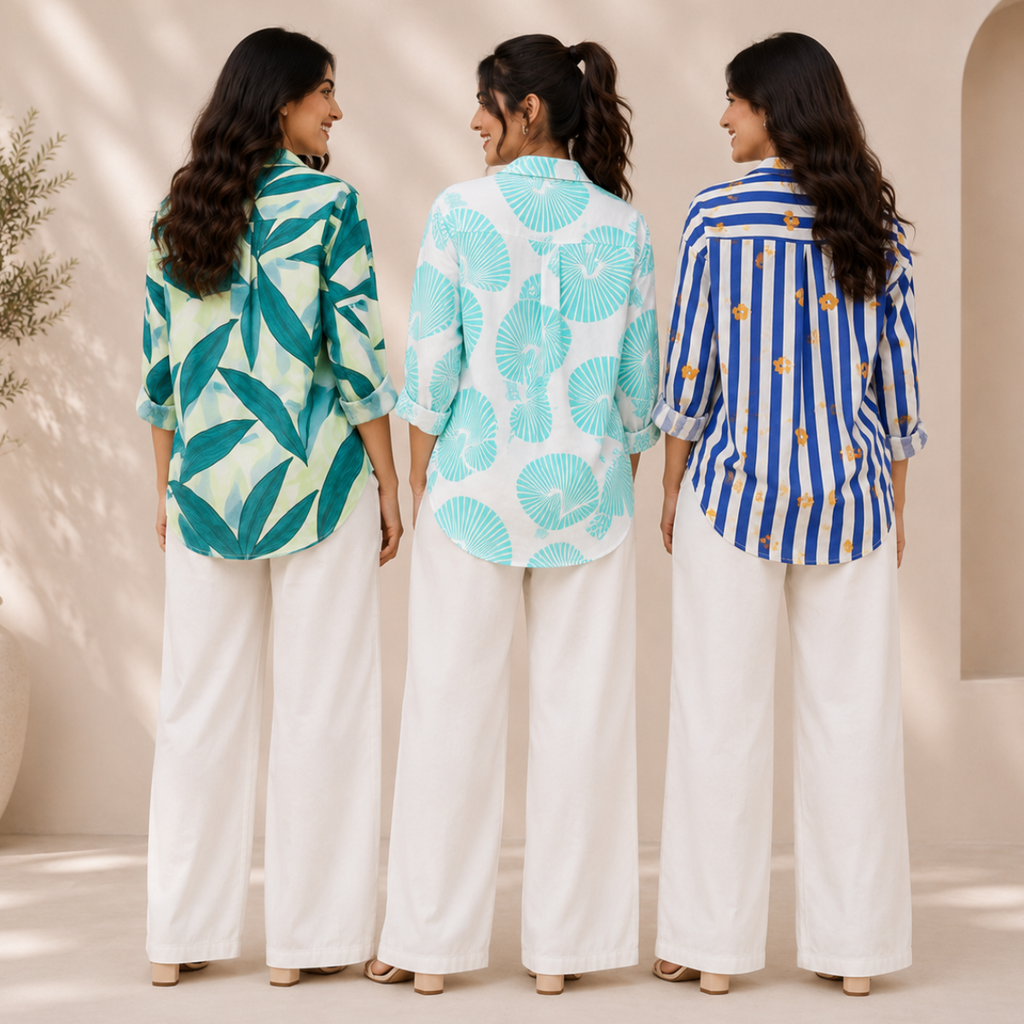 3 Linen Outfit Sets for Women ( L-9 )