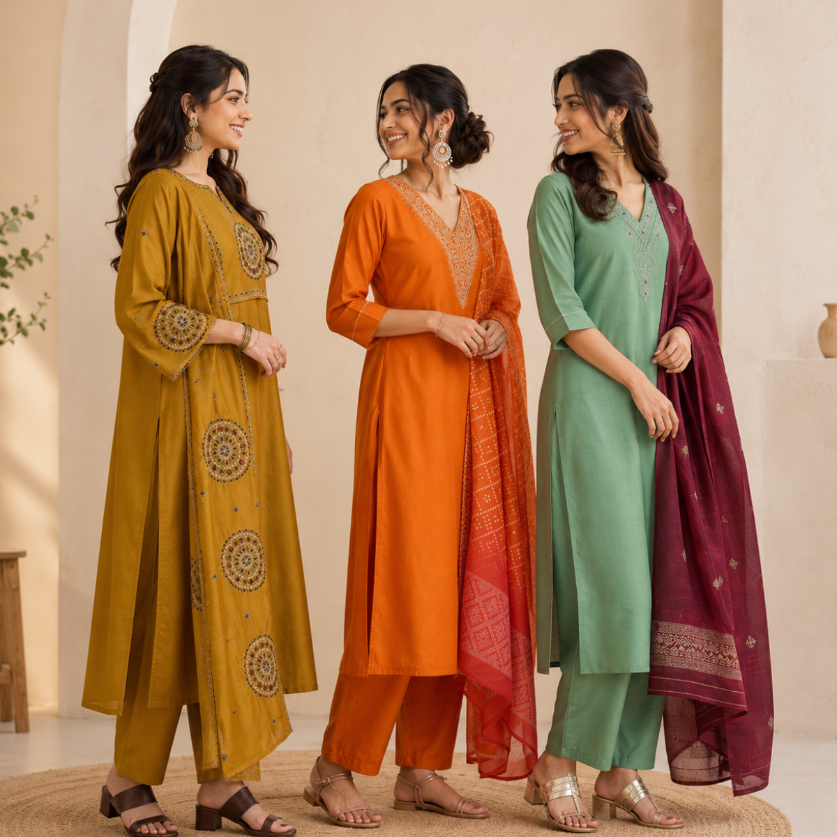 Women's 3 Kurti With Dupatta | Ethnic Wear (K-10)