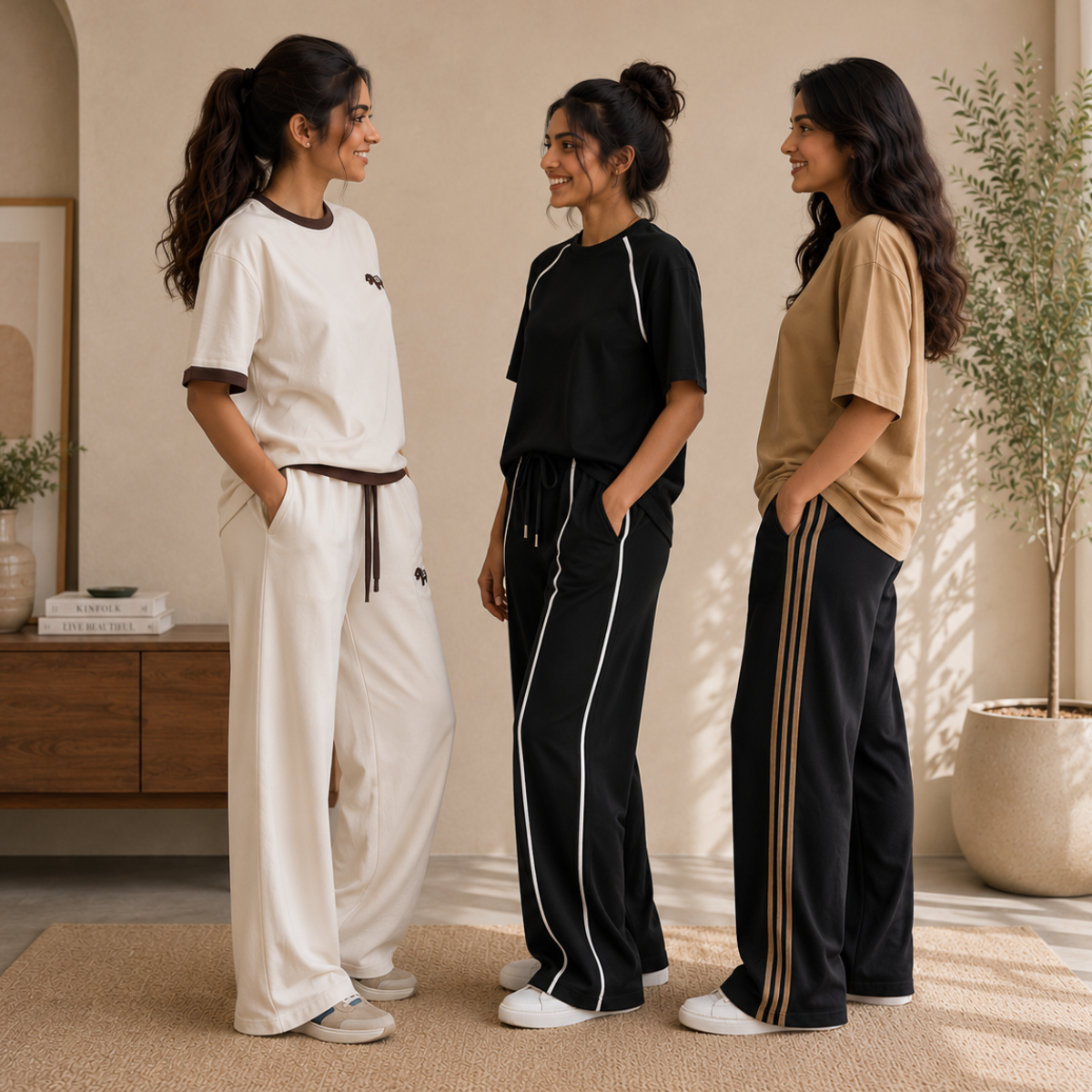 3 Sets Women's T-Shirts With Trousers (K-10)