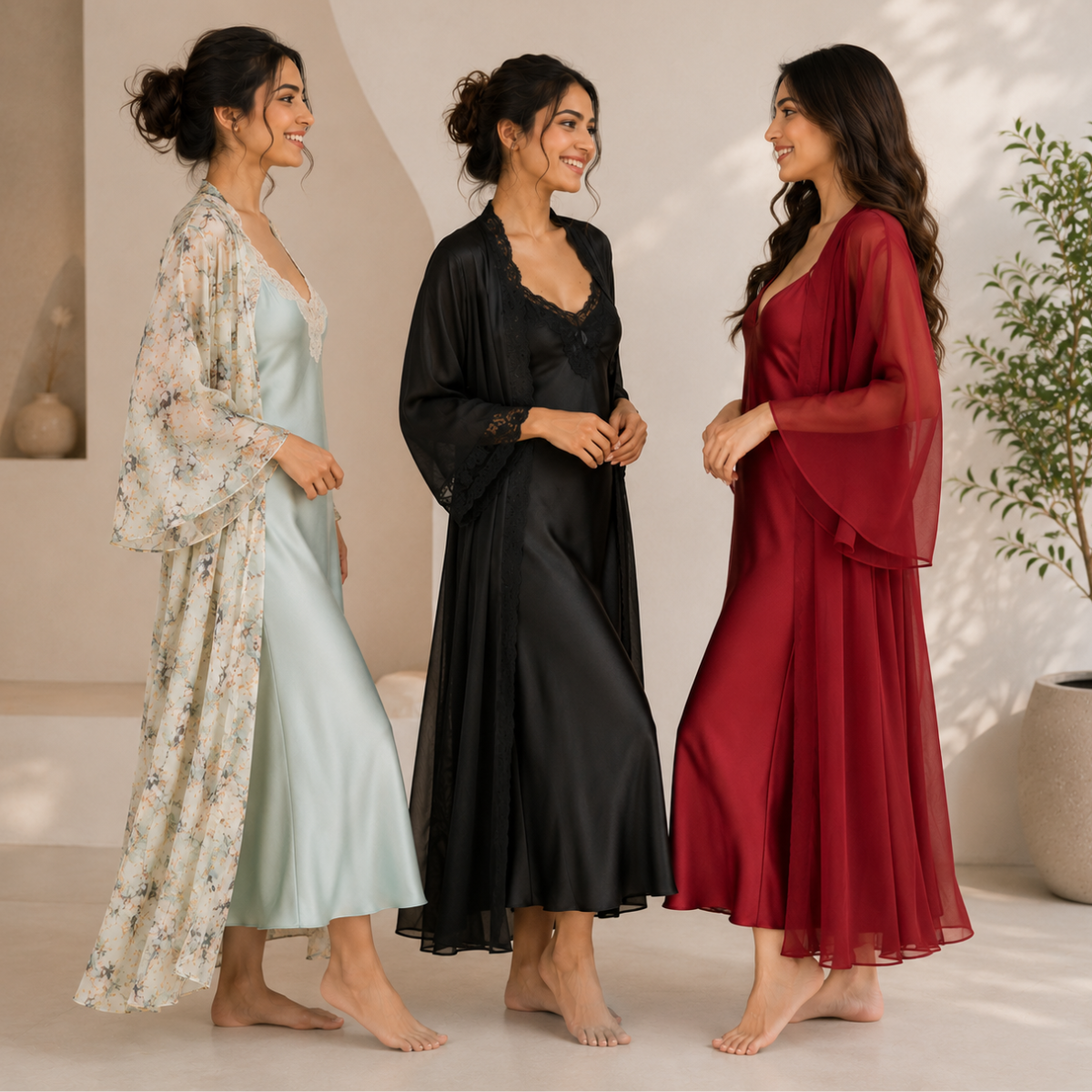 3 Soft Satin Nightwear ( N-1 )
