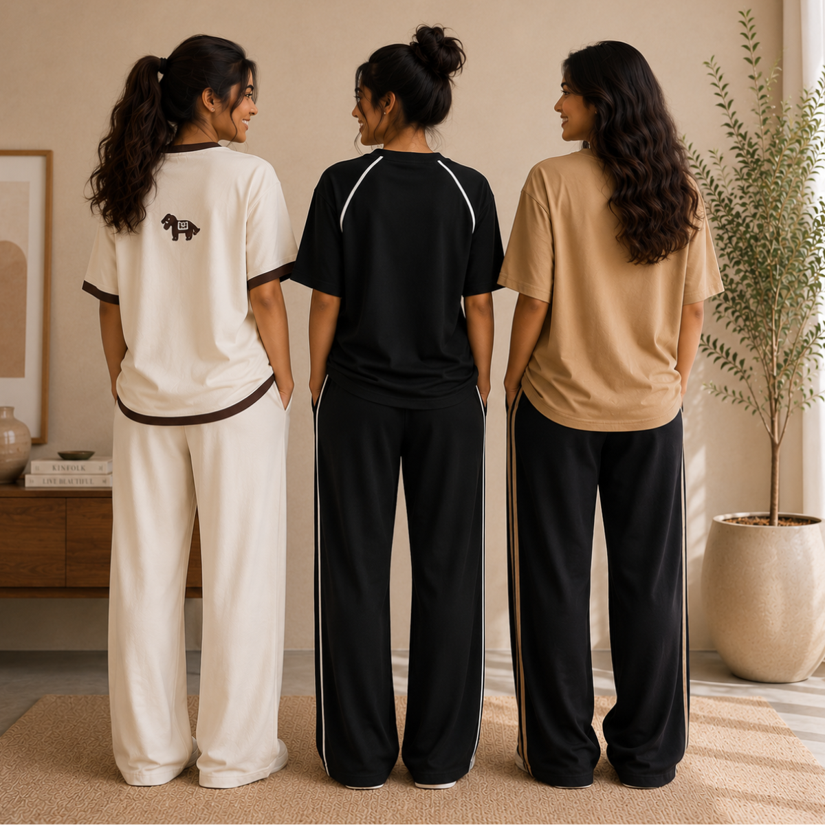 3 Sets Women's T-Shirts With Trousers (K-10)