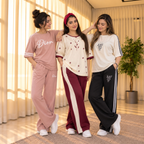 3 Women's Casual T-Shirt with Trouser Set | T-11