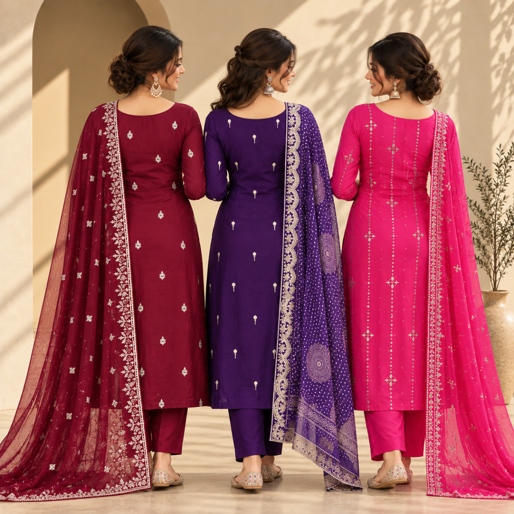 3 Women’s Stylish Kurta Set With Dupatta | KS-8