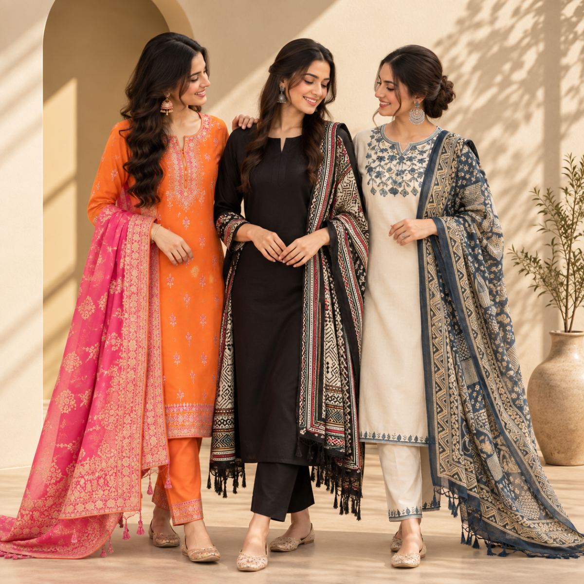 3 Women’s Stylish Kurta Set With Dupatta | KS-9