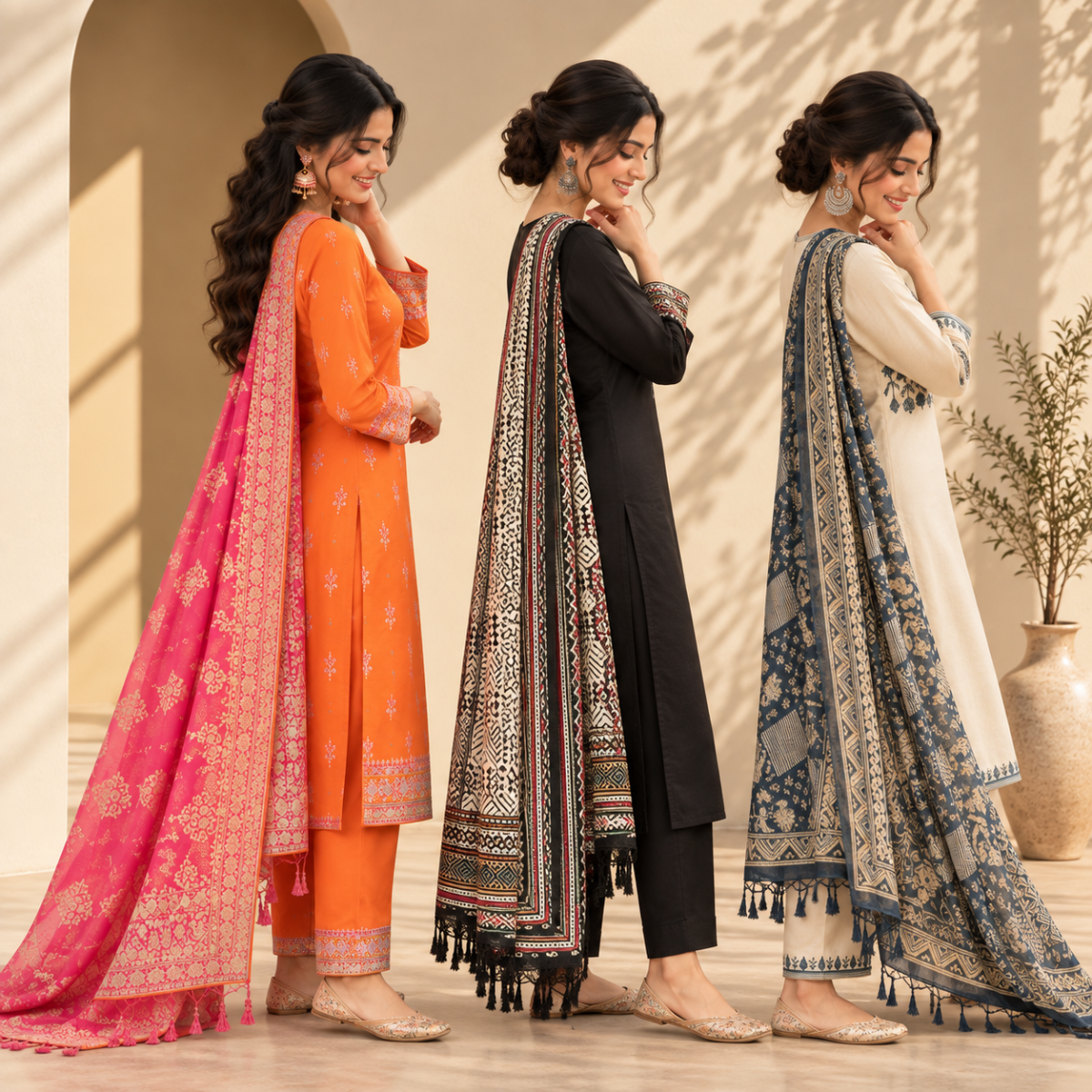 3 Women’s Stylish Kurta Set With Dupatta | KS-9