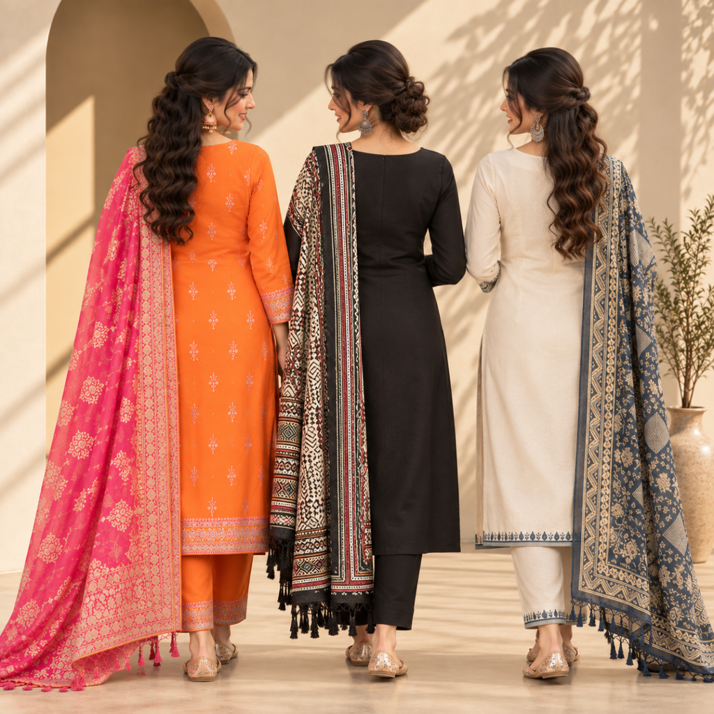 3 Women’s Stylish Kurta Set With Dupatta | KS-9