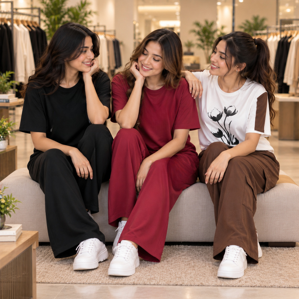 3 Women’s Casual T-Shirt With Trouser ( T10 )