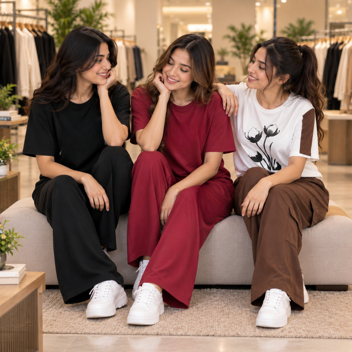 3 Women’s Casual T-Shirt With Trouser ( T10 )