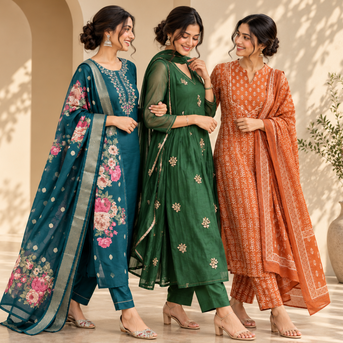 3 Women’s Stylish Kurta Set With Dupatta | KS-1