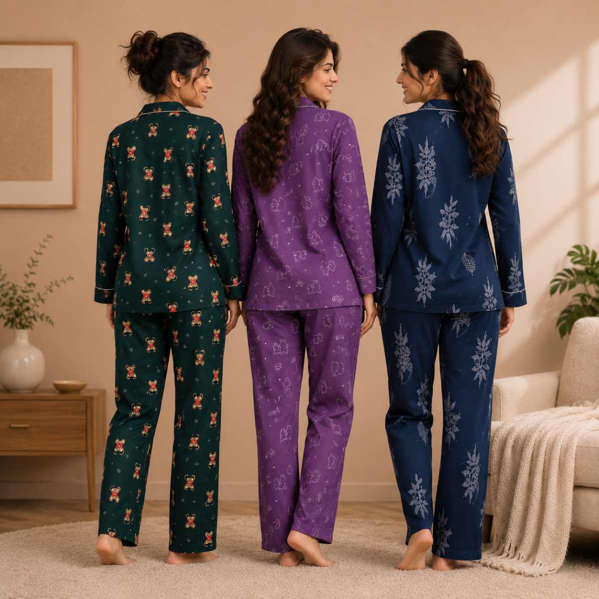 3 Cotton Night Suit For Women (N-10)