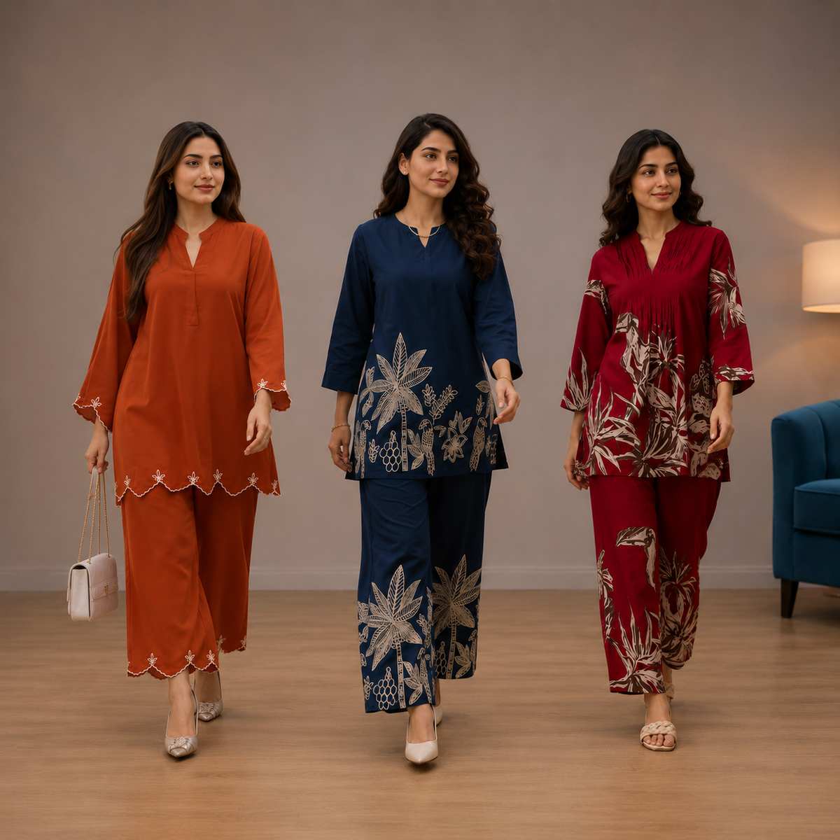 Printed Co-Ord | Pack of 3 | Casual Ethnic Fusion Wear | CC-015